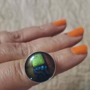 Shimmering Green and Blue Ring